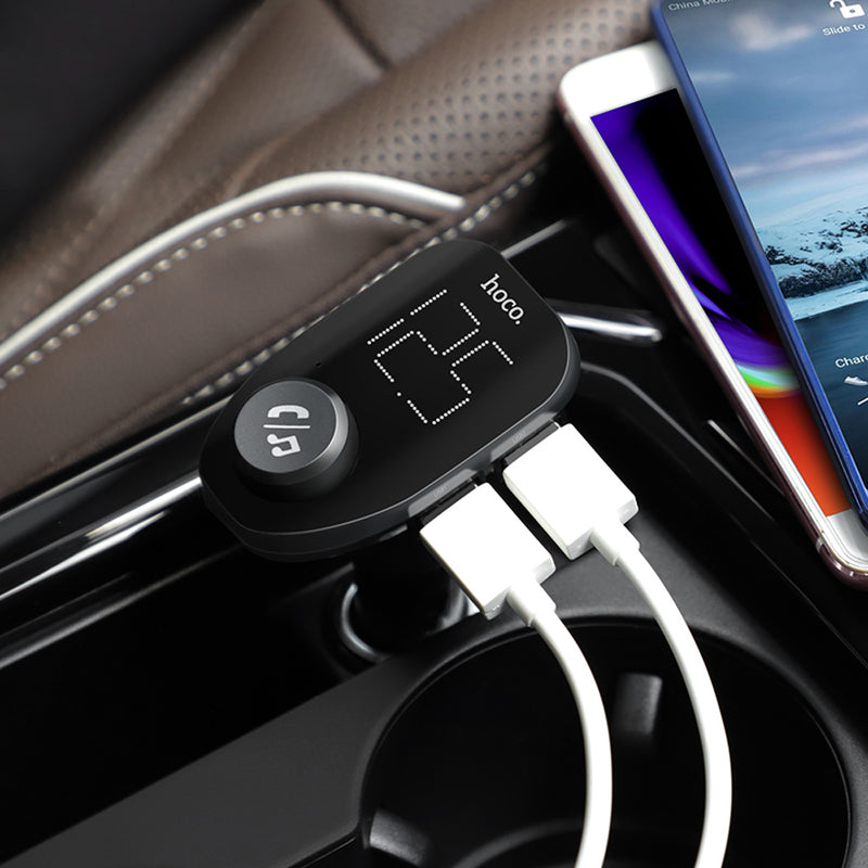 HOCO 3.4A 2 Port LED Didital Display Fast Charging USB Car Bluetooth FM Transmitter Charger For iPhone X XS Huawei P30 Mate 20Pro Xiaomi Mi8 Mi9