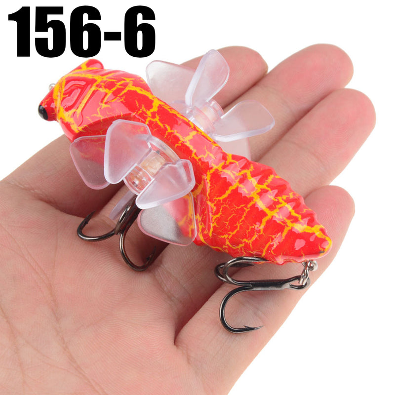 ZANLURE 1PSC 7.5cm Artificial Bait Fishing Lure Insect Rotating Wings Swimbait Fishing Hook