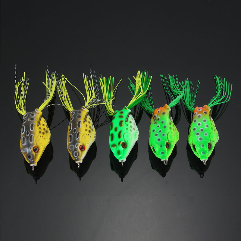 ZANLURE 5Pcs 6CM Large Frog Topwater Fishing Lure Crankbaits Hooks Bass Bait Tackle