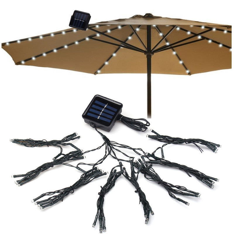 Solar Powered 19M 72LEDs Patio Umbrella Cool White Fairy String Light For Christmas Party