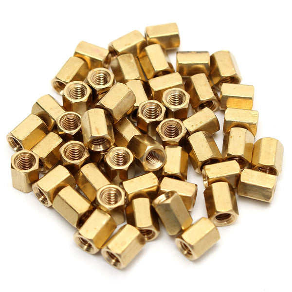 50pcs M3 Brass Female Threaded Hex Standoffs Spacer Nut 4/6/8/10/12mm