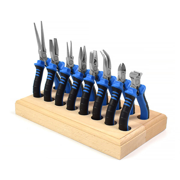 NEWACALOX 8Pcs 4.5inch Precision Pliers Set Mini Pliers Diagnoal Pliers Wire Cutting Long Nose Pliers Jewelry Making DIY Hand Tool Kit
