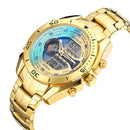 STRYVE S8019 Men Luminoud Display Alarm Clock Chronograph Sport Steel Strap Dual Display Digital Watch