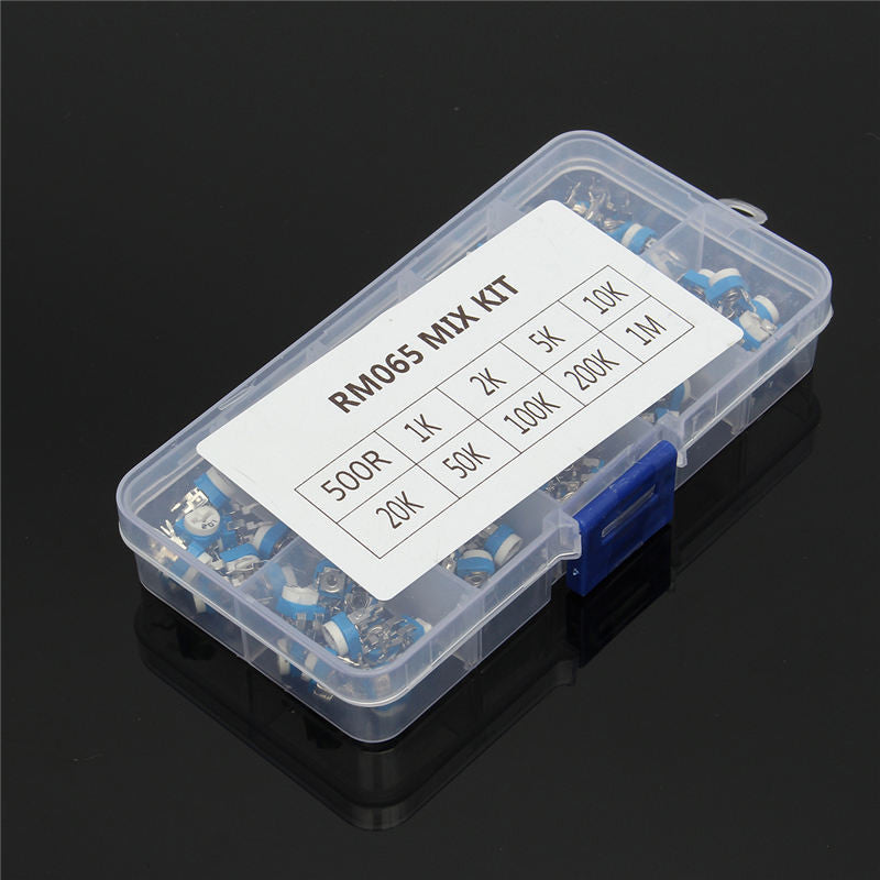 500Pcs 10 Values Variable Resistor 500R To 1M RM065 Carbon Film Horizontal Trimpot Potentiometer Assortment Kit
