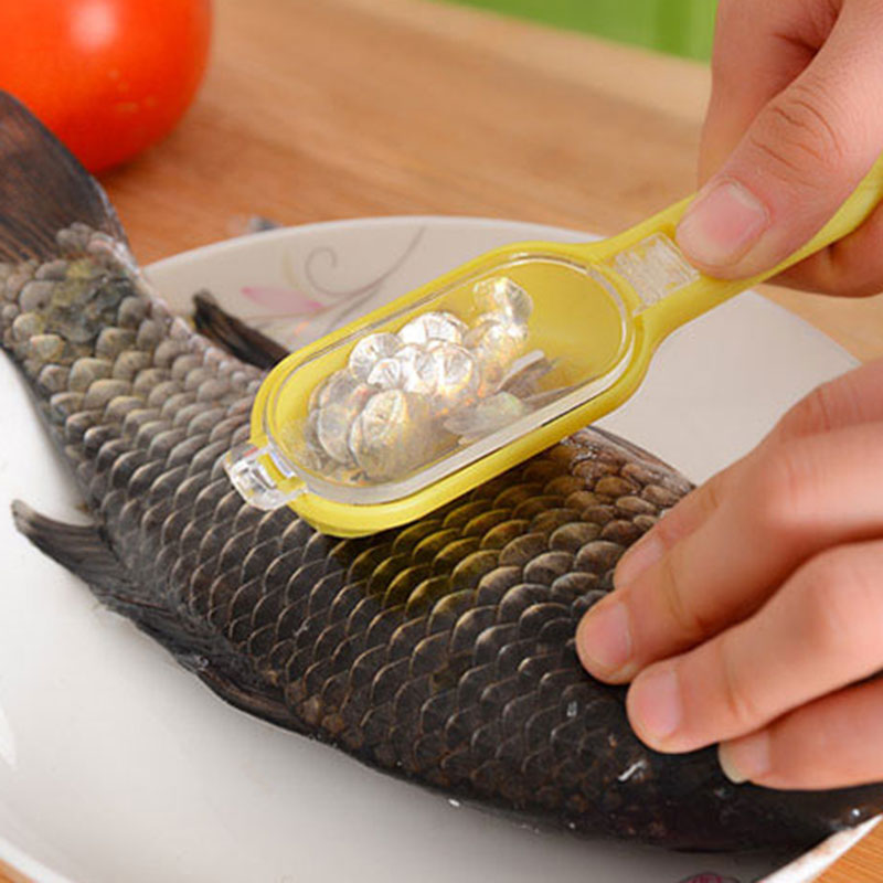 Food-grade ABS Fish Scale Scraper Fish Scaler Remover Skin Scales Innovative Lid Design Kitchen Tool
