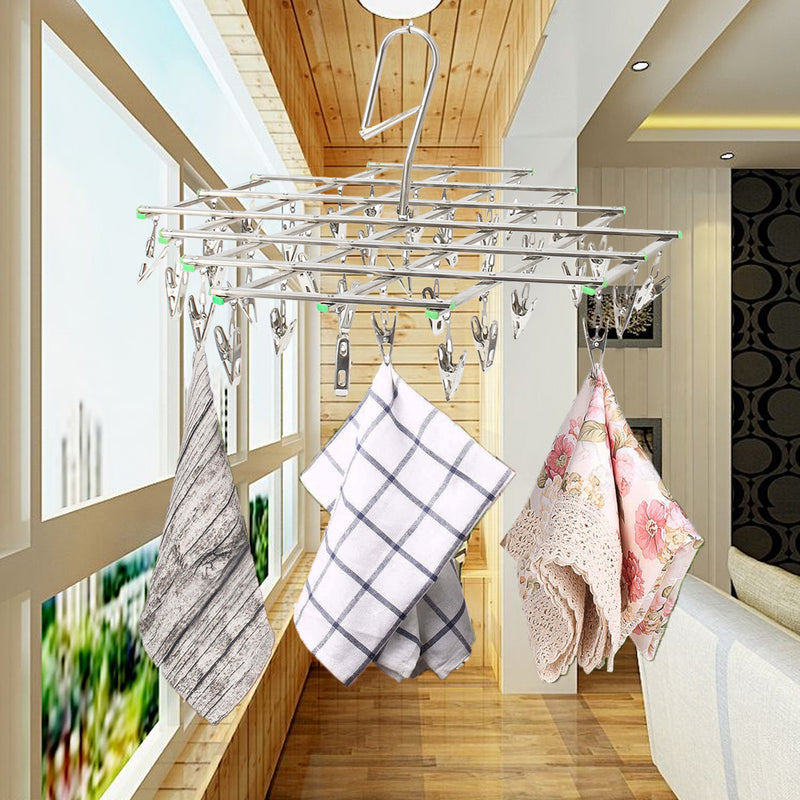 35 Pegs Clothes Home Hooks Underwear Socks Gloves Drying Rack Clothes Hanger Folding