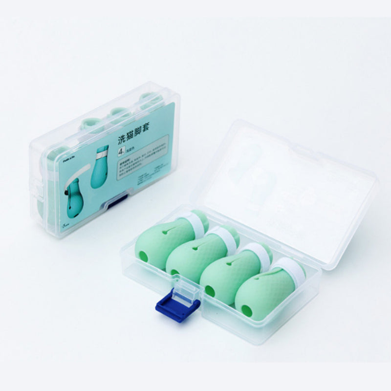 4pcs/set Anti-Scratch Cat Foot Shoes Silicone Pet Grooming Claws Cover