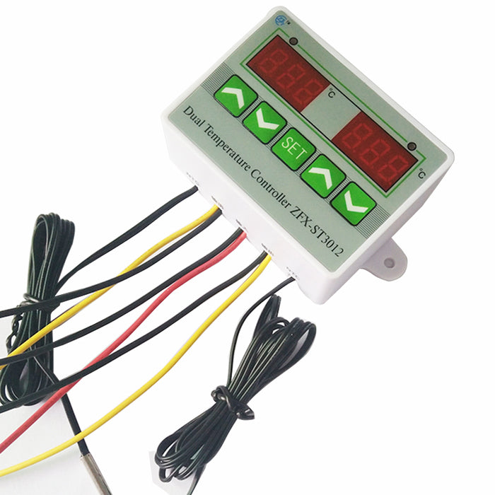 AC 110V-220V 12V 24V Digital LED Dual Thermometer Temperature Controller Thermostat Incubator