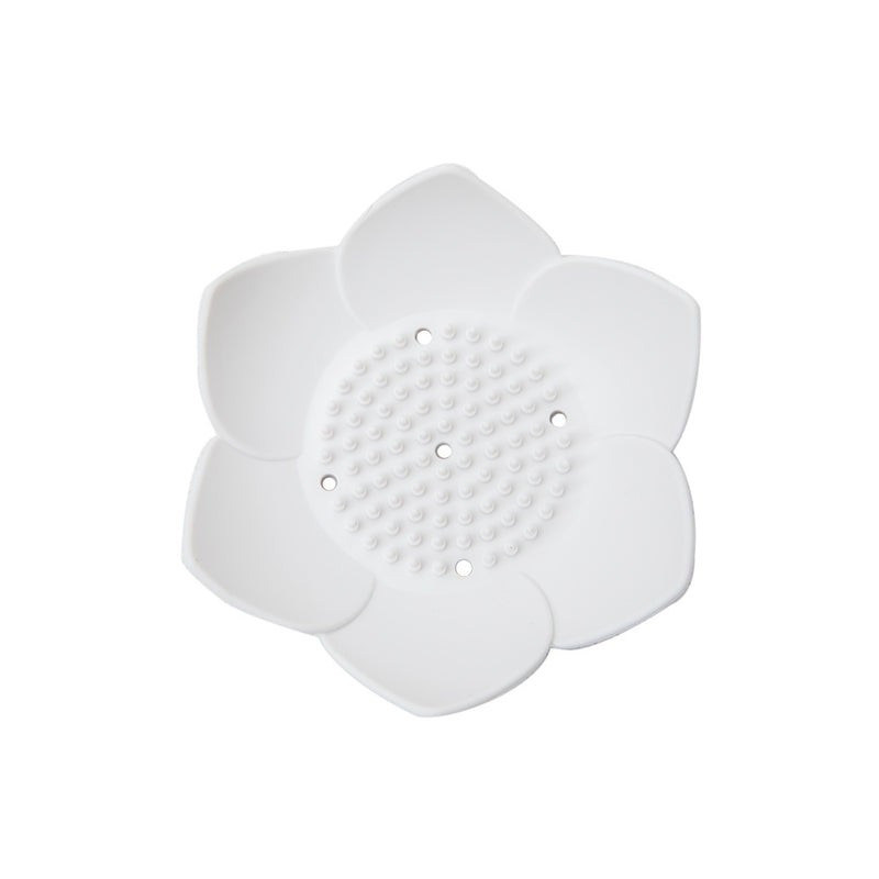 Soap Dish Silicone Box Storage Plate Drain Holder Flower Shape Bathroom Shower