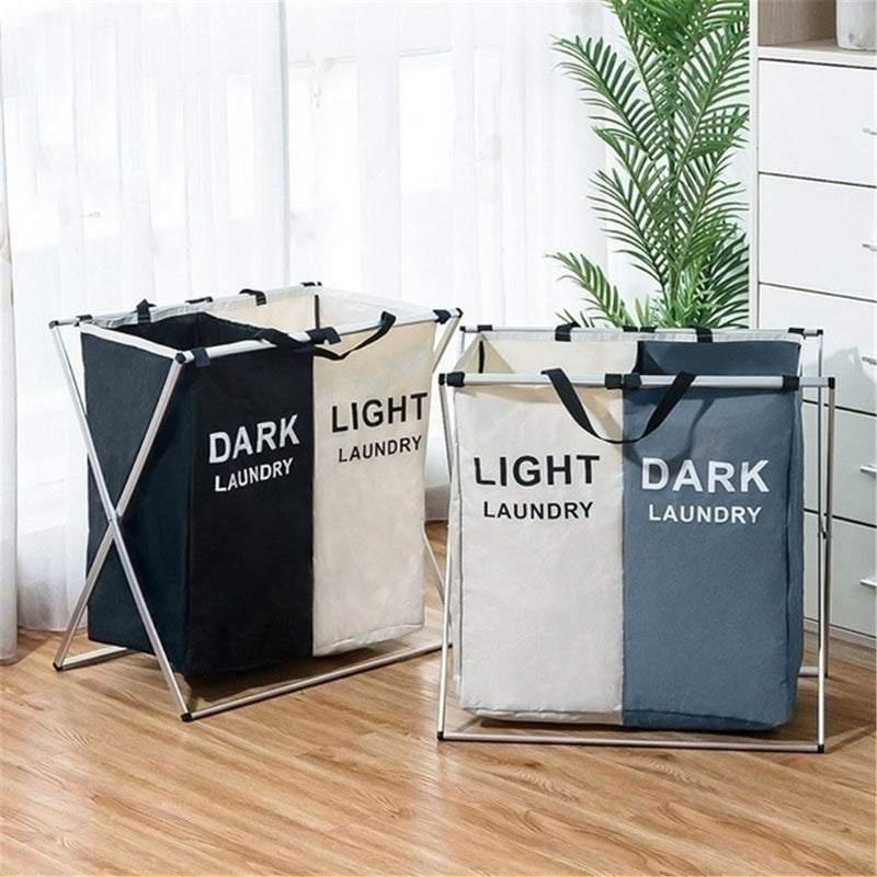 3 Grids Foldable Clothes Storage Hamper Baskets Organizer Laundry Bag