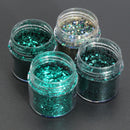 4 box 10ml Green Iridescent Nail Art Glitter Powder Sheet 1mm Sequins Sparkly Colorful Acrylic Tips