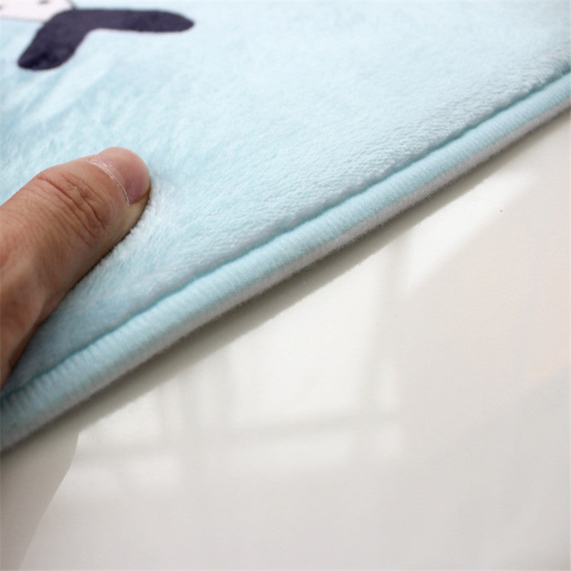 3Pcs Bathroom Cartoon Flannel Toilet Pad Digital Printed PVC Latex Bottom Anti-slip Floor Mat Set