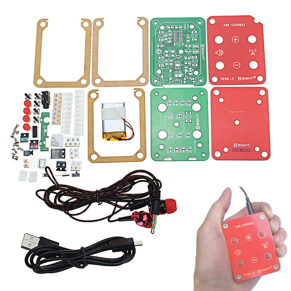 EQKIT FM Stereo Radio Kit 76-108Mhz Frequency 180mAh 32 Impedance YFM-1 DIY Electronic Parts
