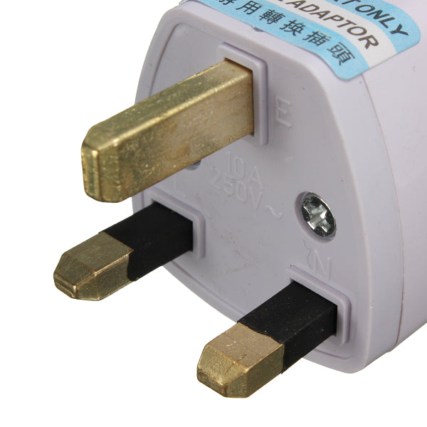 Universal US/EU To UK AC Power Adapter Travel Converter Adapter 3 Pins 110V-240V White