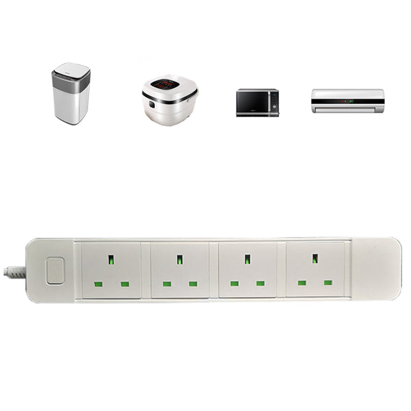 DHEKINGD D600 Power Strip UK Plug with 4 Outlet Desktop Charging Station 5.62ft Extension Cord for Home Travel Multi British Plug Extender Power Outlet