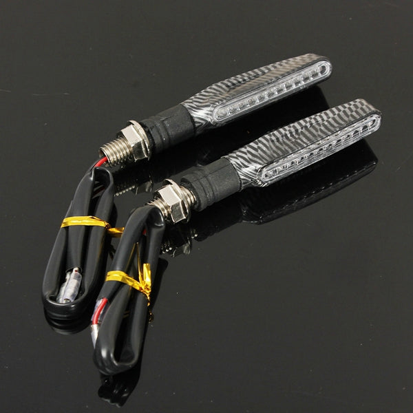 4pcs Motorcycle LED Turn Signal Indicator Blinkers Amber Light Carbon Body Shell