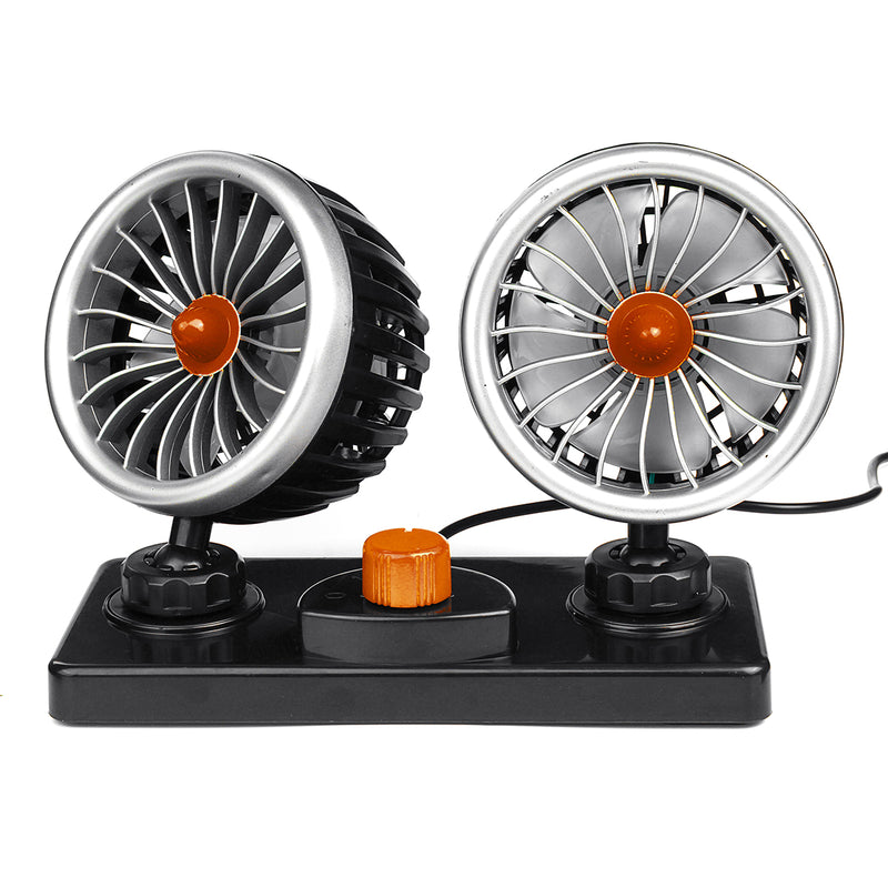 12V/24V Electric Van Car Dual Head Cooling 360 Oscillating Dashboard Air Fan