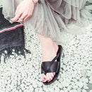 Female Women Summer Fashion Cooler One Word Drag Sand Beach Slipper Non-slip Rubber Solid color