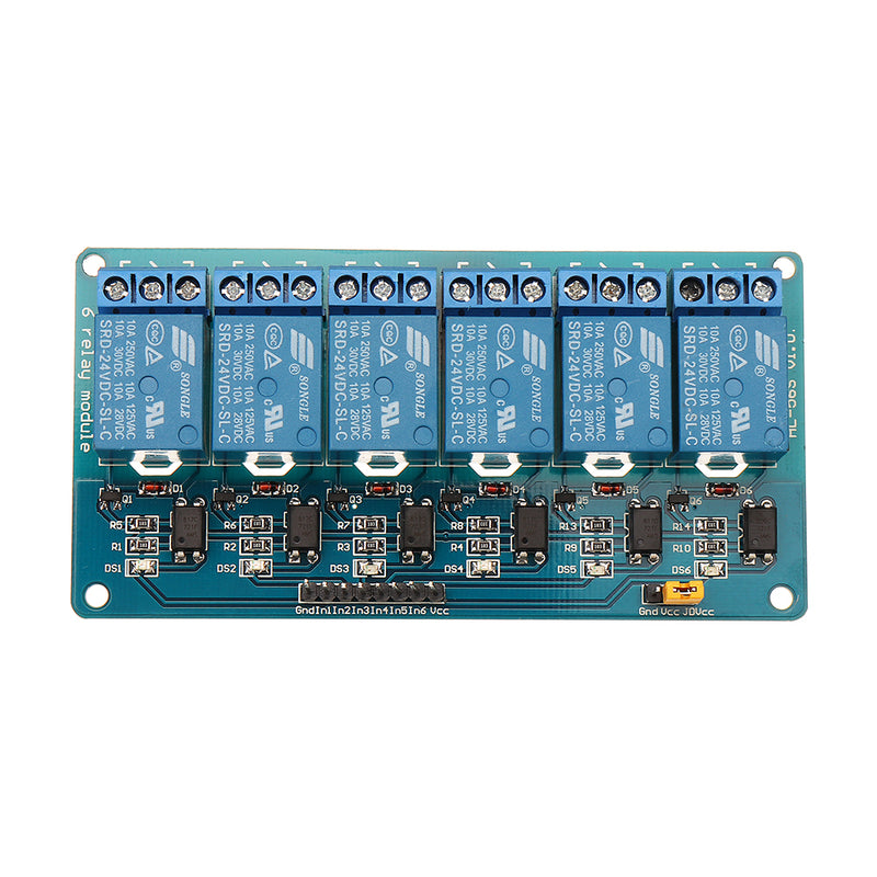 BESTEP 6 Channel 24V Relay Module Low Level Trigger With Optocoupler Isolation