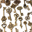 70Pcs Vintage Bronze Skeleton Heart Key Pendants DIY Accessaries