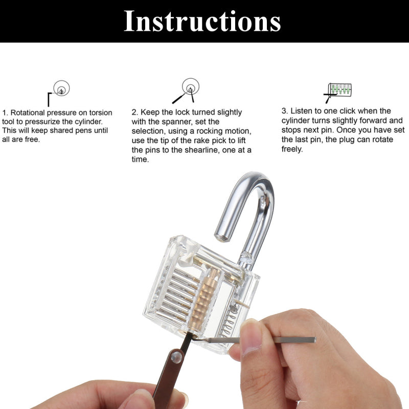 DANIU 16pcs Padlock Locksmith Training Starter Practice Kit Lock Unlocking Picks Hand Tool