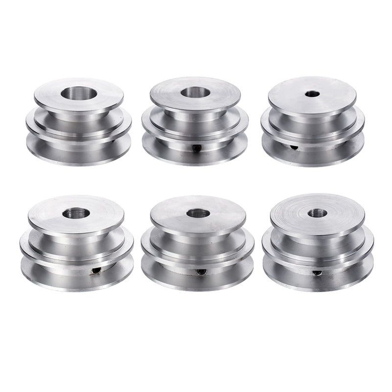 Aluminum Alloy Double Groove 60&50MM Pulley Wheel 8-20MM Fixed Bore Pulley for Motor Shaft 10MM Belt