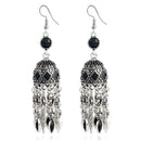 Ethnic Silver Earring Tibetan Statement Rhinestones Tassels Vintage Chandelier Ear Drop For Women