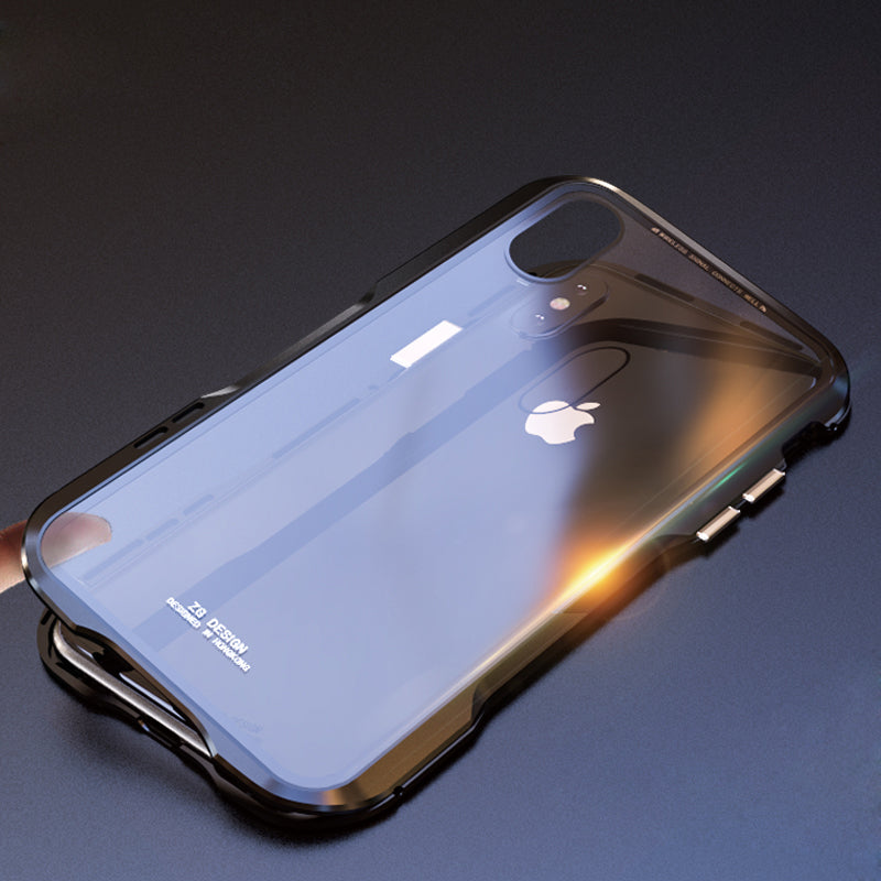 Luphie Magnetic Adsorption Metal+Tempered Glass Protective Case For iPhone X Clear Scratch Resistant