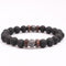 Vintage Volcanic Stone Beaded Bracelet Matte Black Men Bracelet