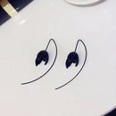 Simple Ear Drop Alloy Black Flower Long Earrings For Women
