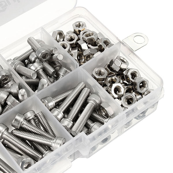 Suleve M4SH1 M4 Stainless Steel Hex Socket Cap Head Screws Bolts Nuts Assortment Kit 250Pcs