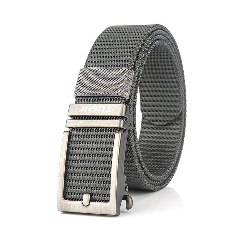 TUSHI 120cm Punch Free Black/Silver Buckle Tactical Belt Quick Release Nylon Waist Belts Casual Belt