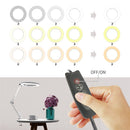 7W Metal LED Swing Arm Table Lamp with Clamp Stepless Dimming Magnifier Ring Reading Light 3 Color Temperature for Study