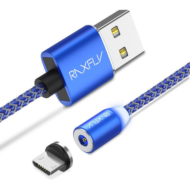 RAXFLY Braided 2A 1M 2M Magnetic Micro USB Fast Charging Data Cable for Samsung Xiaomi