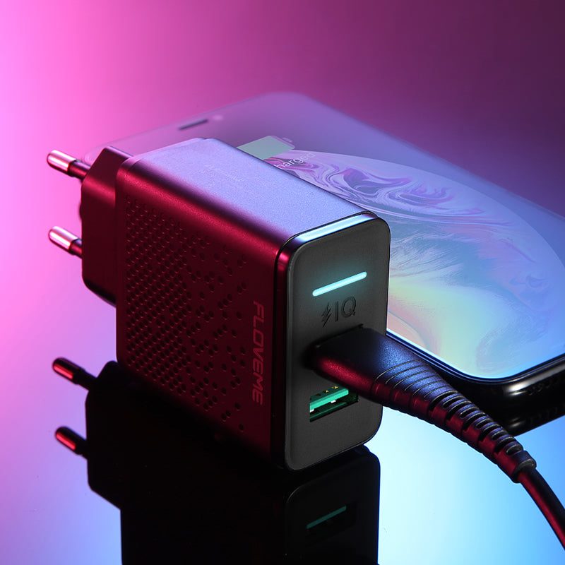 FLOVEME 2.4A Dual USB Ports Phone Charger EU Plug for Oneplus 6T Pocophone f1 S9 Xiaomi Mi8 Note 9