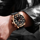 CRRJU 2285 Fashion Men Luminous Display Calendar Chronograph Leather Strap Quartz Watch