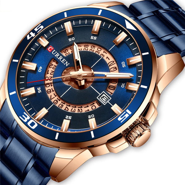 CURREN 8359 Calendar Full Steel Business Style Men Watch Waterproof Quartz Watch