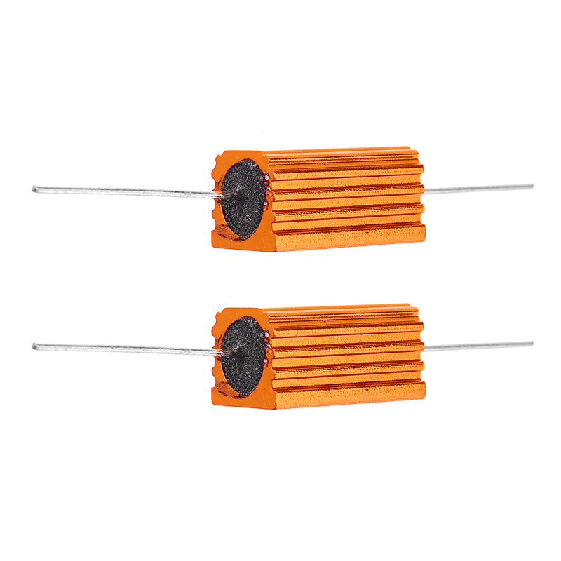 2pcs RX24 5W 200R 200RJ Metal Aluminum Case High Power Resistor Golden Metal Shell Case Heatsink Resistance Resistor