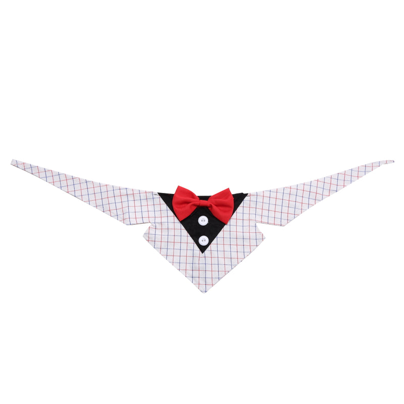 Formal Small Dog Tuxedo Bandana Collar with Bow Ties Adjustable Neckerchief for Wedding Party