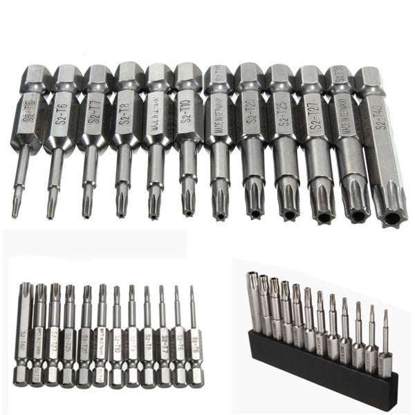 12pcs 1/4 Inch 50mm T5-T40 Magnetic Torx Screwdriver Bits Set