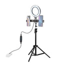 PULUZ PKT3036 6.2 Inch USB Controller Video Ring Light with 110CM Tripod Light Stand Dual Phone Clip for Tik Tok Youtube Live Streaming