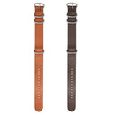 18/20/22mm Kraft Layer Leather Watch Strap Stainless Steel Rings Watch Band