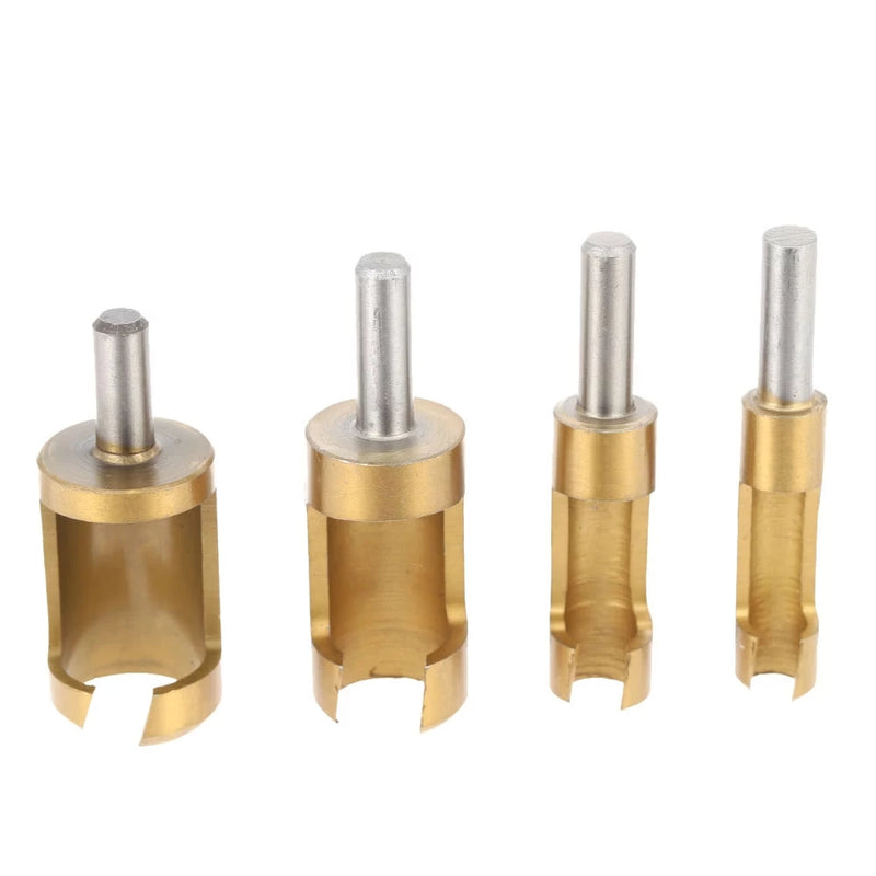 4pcs Titanium Plug Cutter Set 6-16mm Hole Saw Cutter Wood Drills for Woodworking