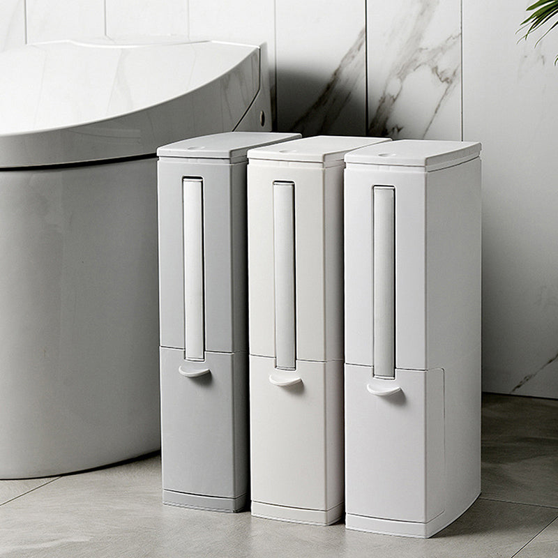 3 in 1 Narrow Plastic Trash Can Set with Toilet Cleaning Brushes Bathroom Waste Bin Dustbin Trash Cans