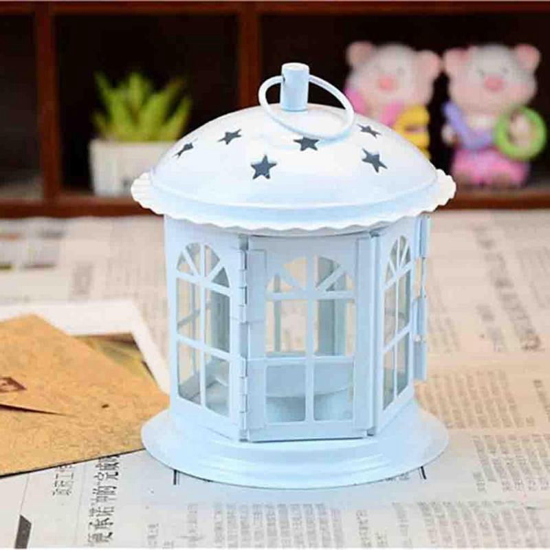 LUSTREON Iron Star House Candlestick European Romantic Wedding Candle Holder Lantern Home Decor