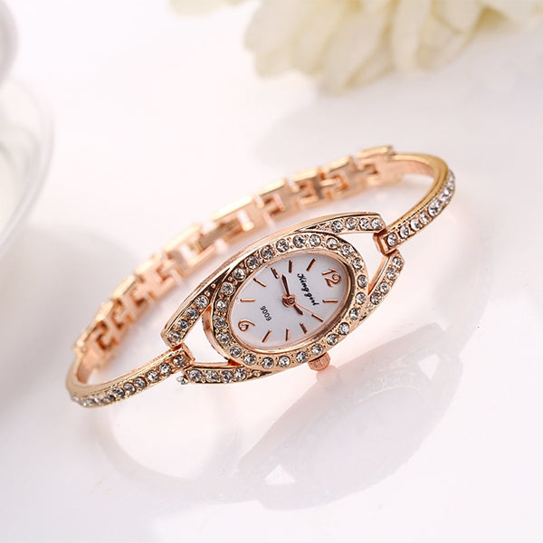 Fashion Ladies Wrist Watch Rhinestones Dial Alloy Women Bracelet Quartz Watch