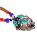 Tibetan Buddhist Prayer Bead Necklace Inlay Turquoise Pendant For Meditation