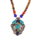 Tibetan Buddhist Prayer Bead Necklace Inlay Turquoise Pendant For Meditation