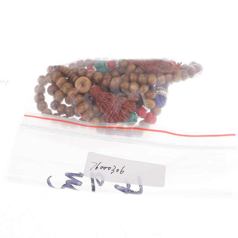 1 Piece Tibetan Buddhist Relax Prayer Meditation Bead Necklace Inlay Turquoise Pendant