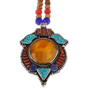 1 Piece Tibetan Buddhist Relax Prayer Meditation Bead Necklace Inlay Turquoise Pendant